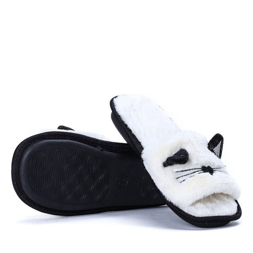 Białe kapcie z uszami Kitty- Obuwie