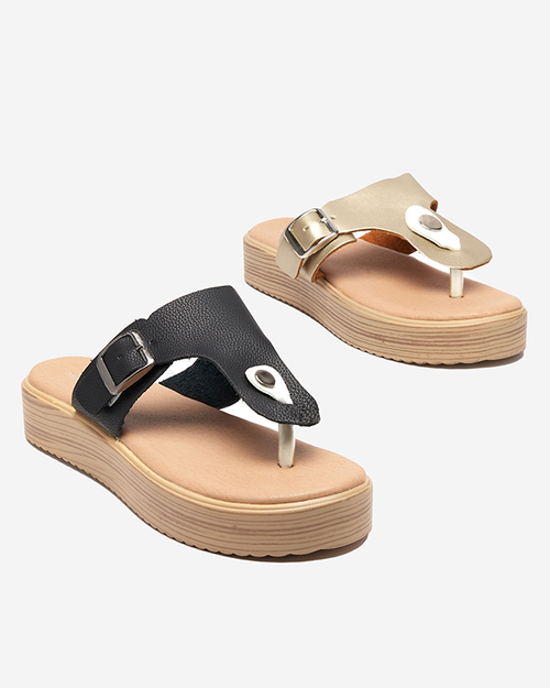 Золоті жіночі шльопанці на платформі Borico