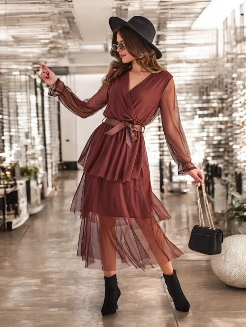 Royalfashion Жіноча довга сукня з оборками