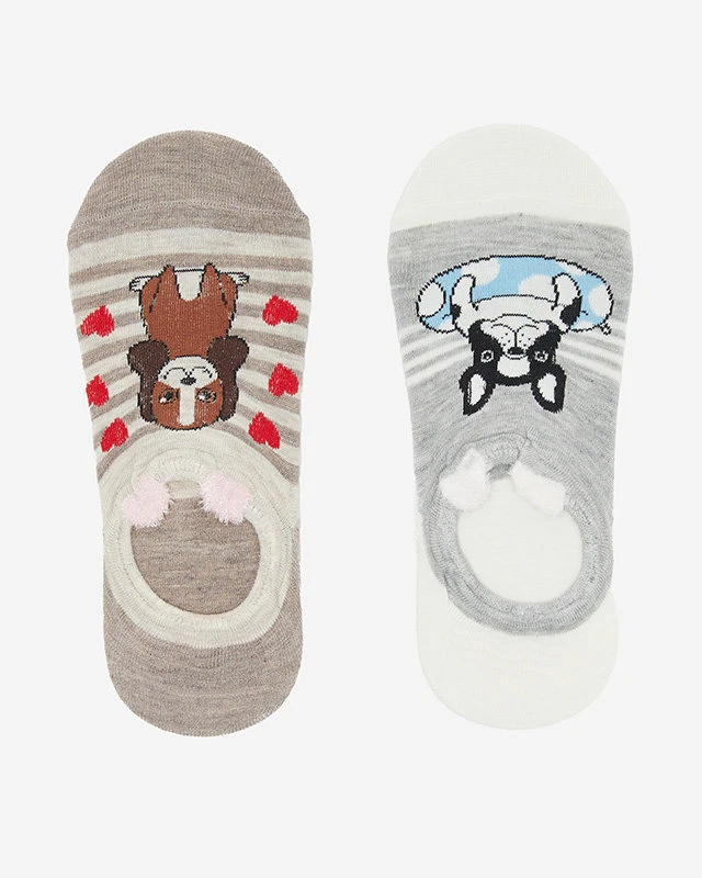 Barevné dámské ponožky se zvířecími potisky 2 / bal - Spodní prádlo