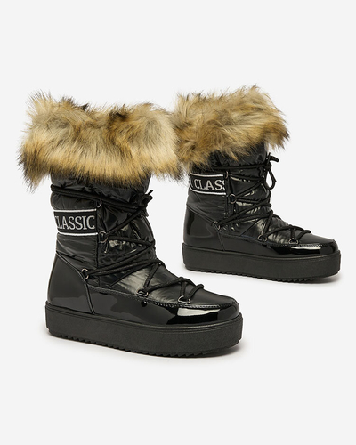 Royalfashion Černé nazouvací boty a'la snow boots for women Gomllo
