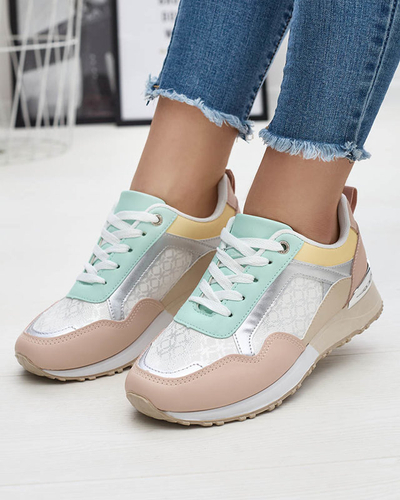 Жіночі бежево-рожеві спортивні кросівки на шнурівці Mnerio- Footwear