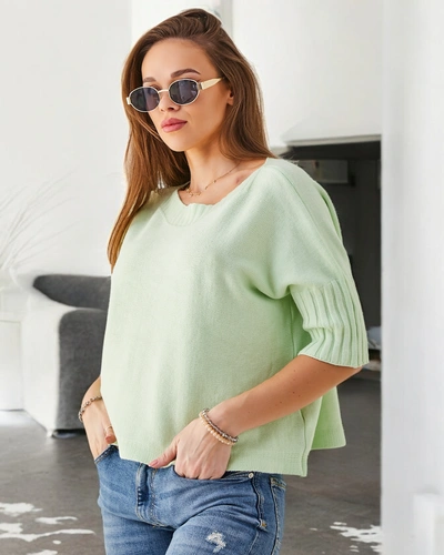 Royalfashion Жіночий в'язаний світшот з віскози з коротким рукавом