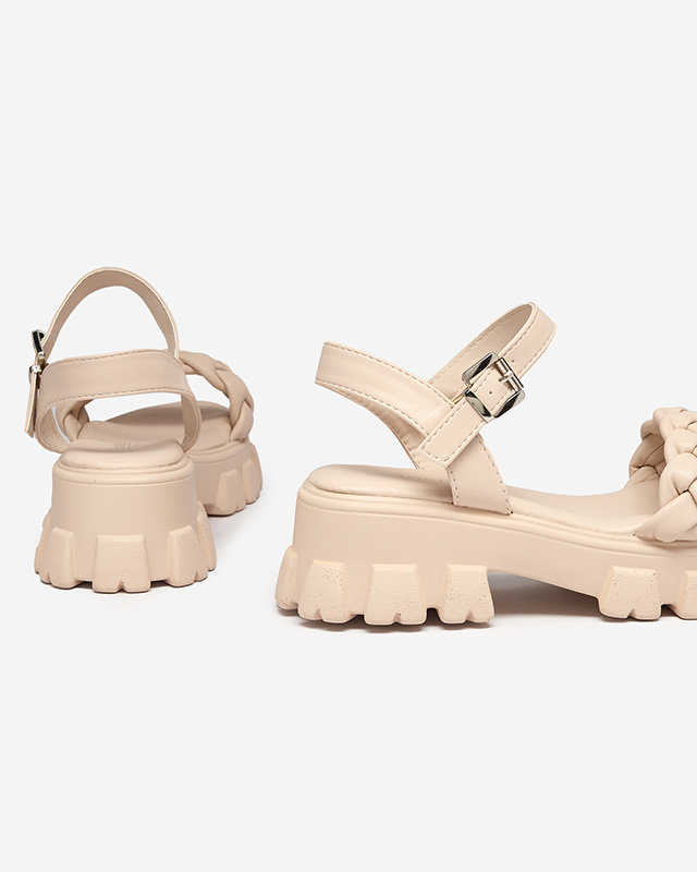 OUTLET Béžové dámské sandály na silnější podrážce Arief - Boty