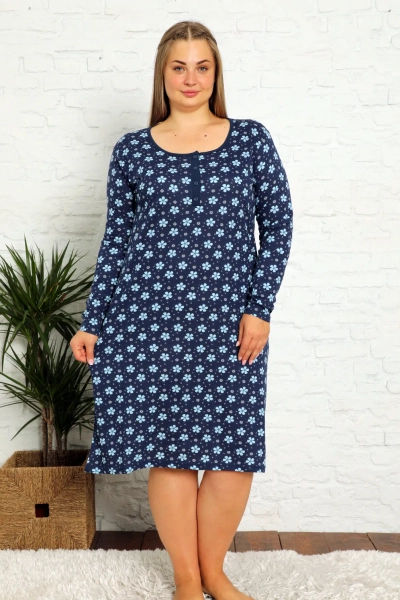 Royalfashion Бавовняна нічна сорочка з квітами PLUS SIZE
