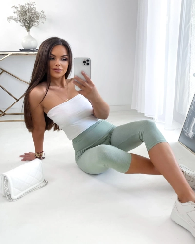 Royalfashion Světle zelené dámské cyklistické legíny