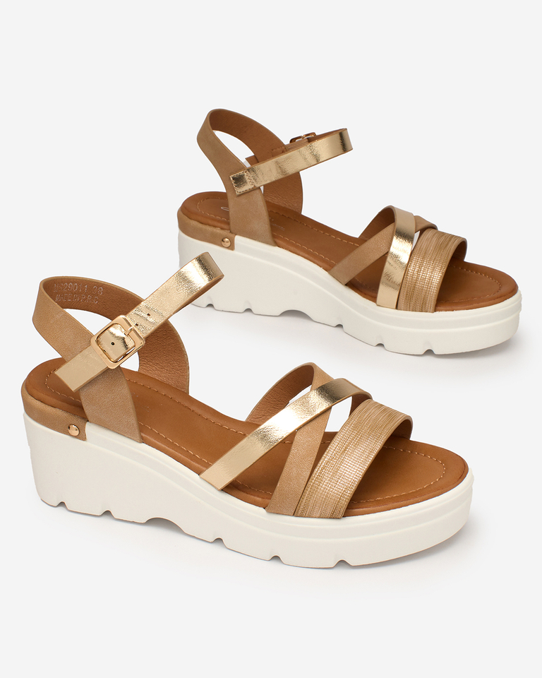 Royalfashion Světle hnědé dámské sandály na platformě Zoppla