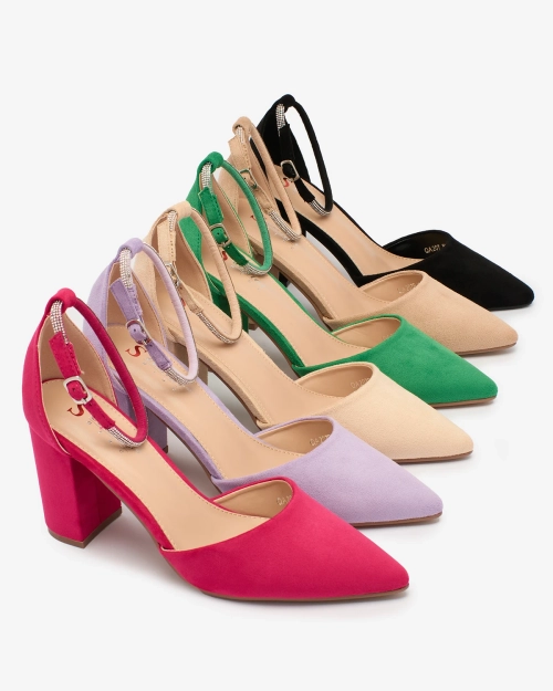 Бежеві жіночі туфлі-човники з цирконами Royalfashion Britica