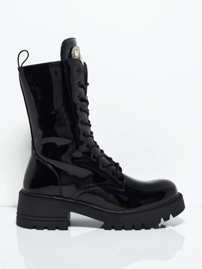 Lakované šněrovací dámské boty na platformě Emelune