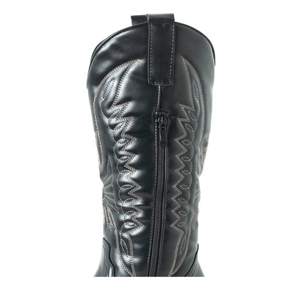 Černé kovbojské boty do lýtka s nízkými podpatky Cowboy - Obuv