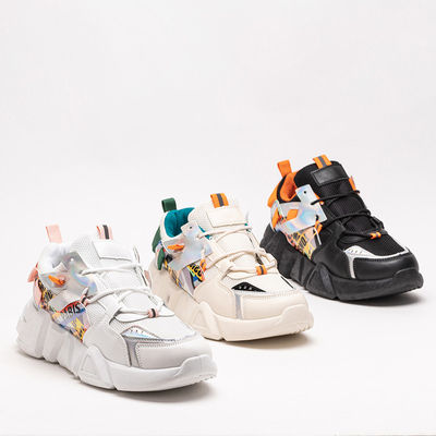 VÝSTUP Béžová dámská sportovní obuv s barevnými vsadkami Deroni - Obuv