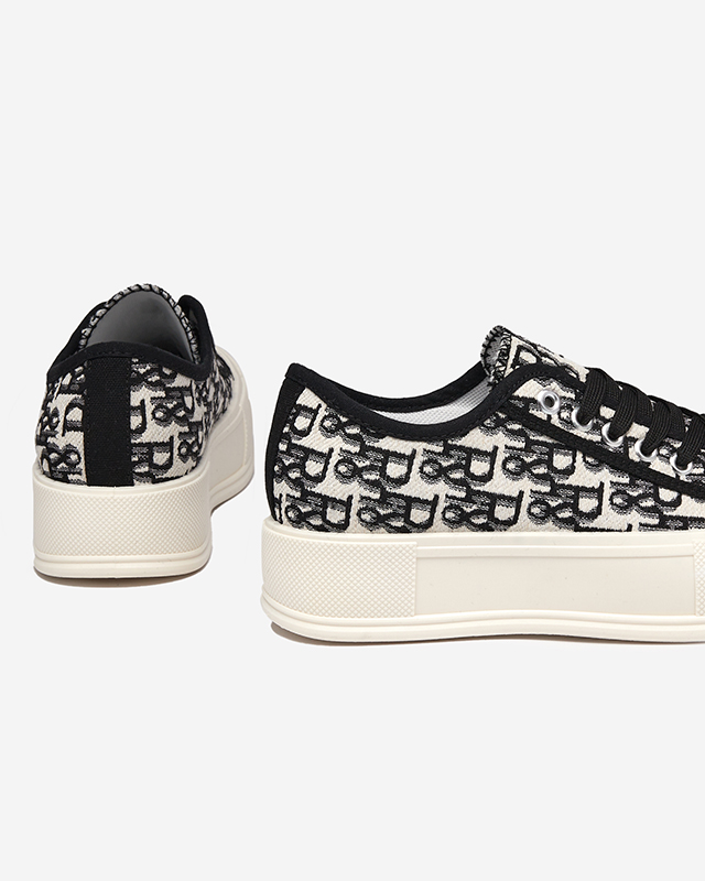 Vzorované dámské tenisky na platformě v černé barvě Berika - Obuv