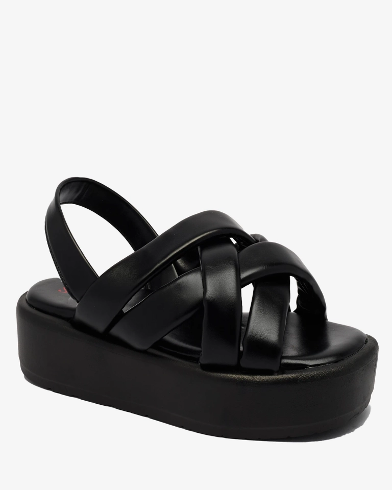 Royalfashion Černé dámské sandály z ekokůže na platformě Ivenika