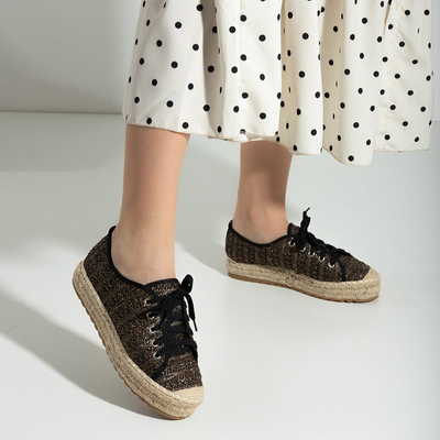 Чорні жіночі еспадрильї на низькій платформі Kioto