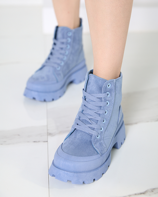 Modré dámské kozačky s eko semišem Lolut- Footwear