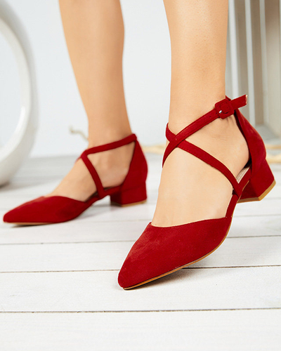 Dámské lodičky na plochých podpatcích v červené barvě Wohasi-Shoes