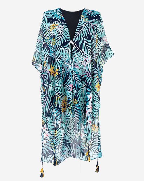 Cиньо-зелене жіноче парео з листками