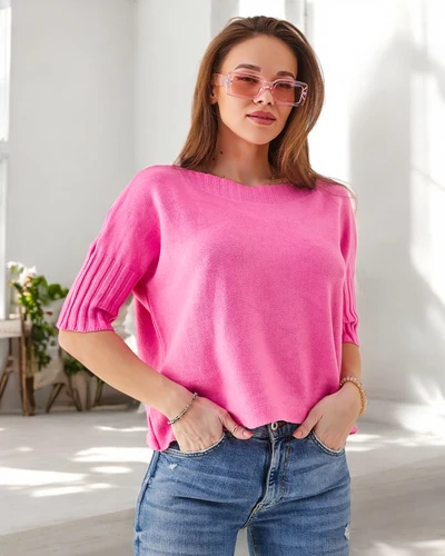 Royalfashion Dámský viskózový svetr s krátkým rukávem