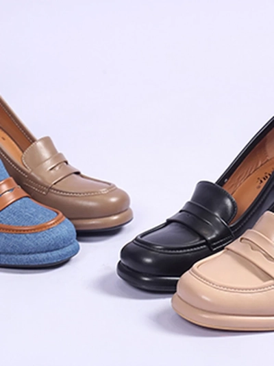 Royalfashion Dámské denimové mokasíny na blokovém podpatku Jozenas