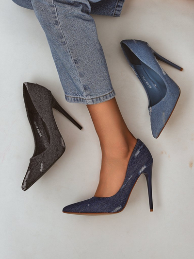 Royalfashion Dámské lodičky na jehlovém podpatku Denim Chic