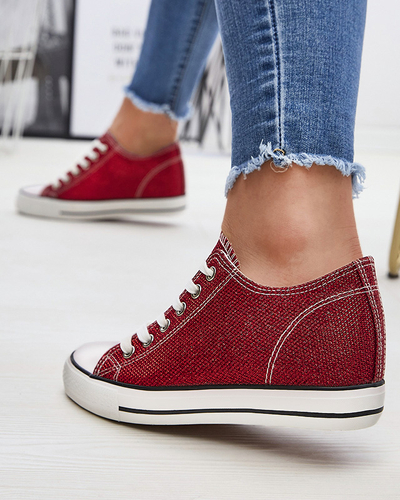 Червоні жіночі кеди на прихованому якорі з блискучою ниткою Seggat- Footwear
