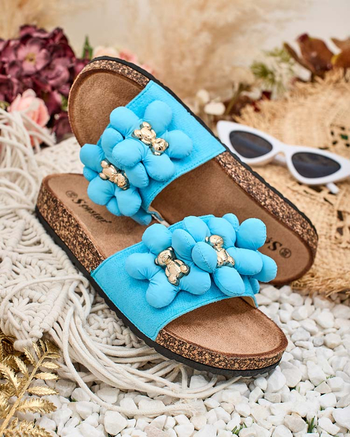 Royalfashion Жіночі шльопанці з золотими ведмедиками та квітами Isaralle