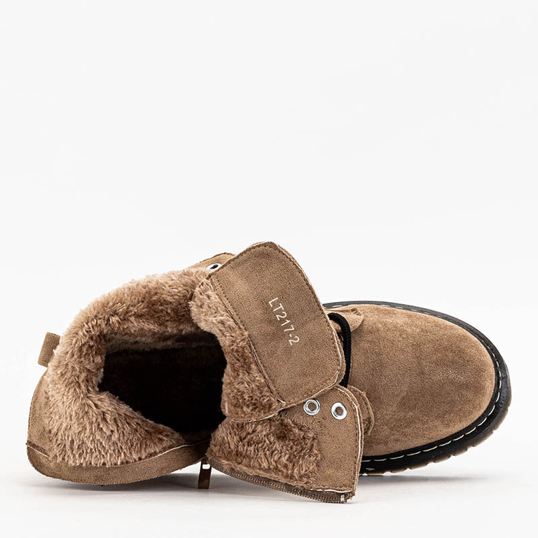 Béžové dámské semišové kozačky značky Nerrisa - Obuv