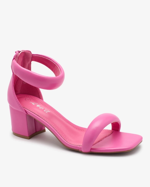 Royalfashion Жіночі босоніжки на низькій шпильці рожевого кольору Lerhem