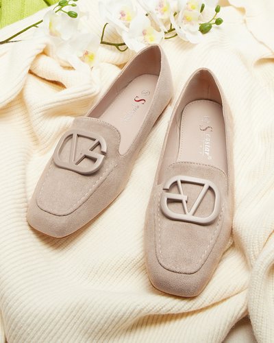 Světle hnědé dámské mokasíny s ornamentem v odpovídající barvě Jeterika - Obuv