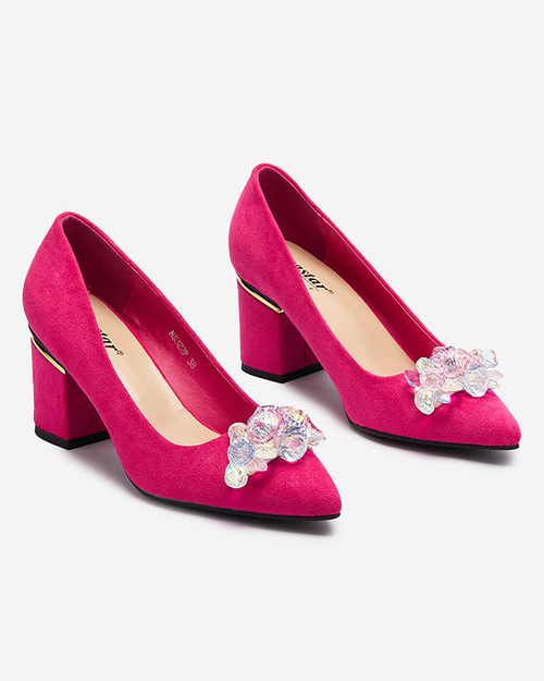 Жіночі туфлі-човники кольору фуксії з різнокольоровими кристалами Xitas - Взуття