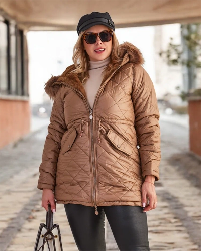 Royalfashion Dámská prošívaná bunda v hnědé barvě