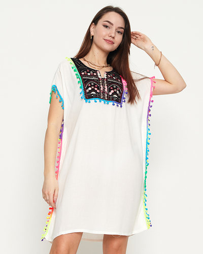 Жіноча літня туніка з білою бахромою - Одяг