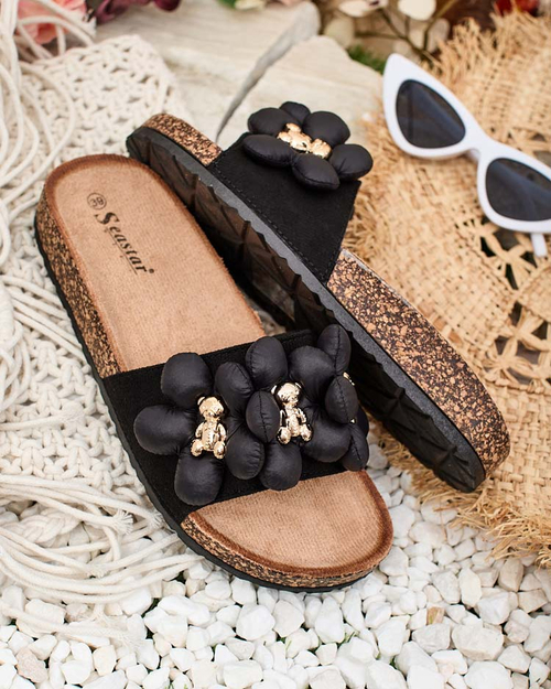 Royalfashion Жіночі шльопанці з золотими ведмедиками та квітами Isaralle