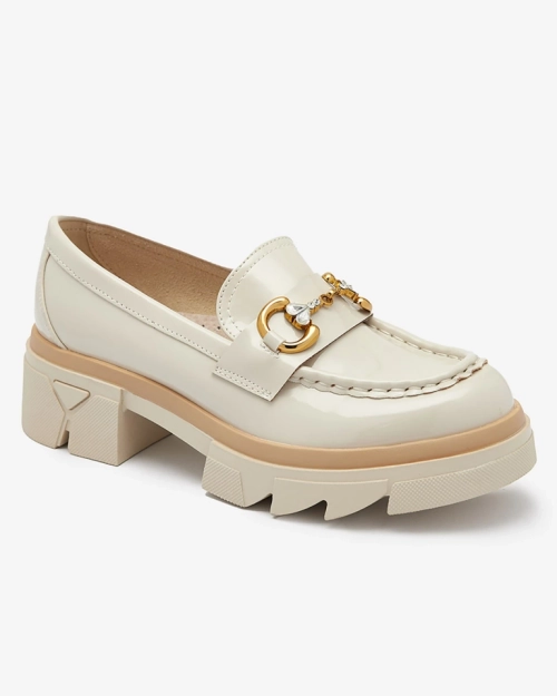 Лаковані бежеві жіночі мокасини з кристалами Inriw - Взуття