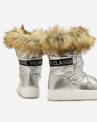 Royalfashion Сліпони сріблясті а-ля снігоступи жіночі Gomllo