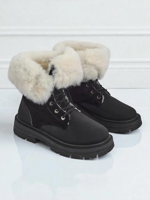 Royalfashion Жіночі чоботи на щиколотці з хутром Nasaha