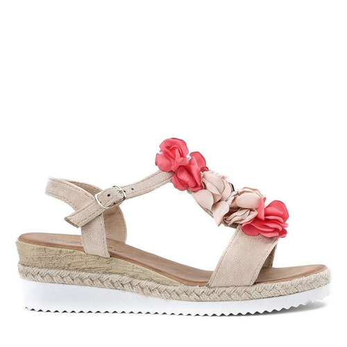 Бежеві босоніжки на низьких підборах з прикрасами Florensia - Взуття 1