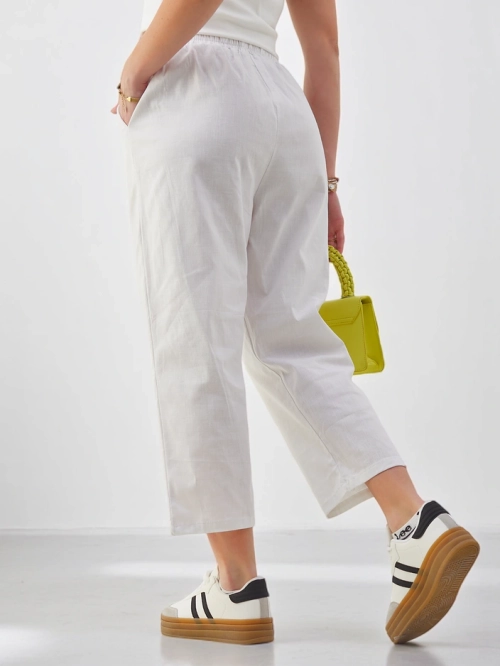 Royalfashion бавовняні широкі жіночі штани з поясом