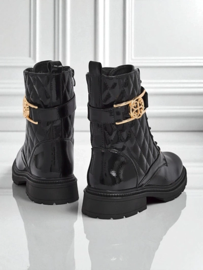 Pikované dámské kotníkové boty z ekologické kůže lakované Opal Verge