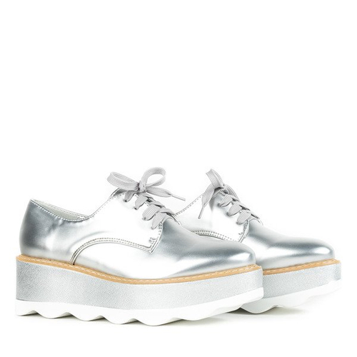 Срібні напівчеревики на платформі Oro - Взуття