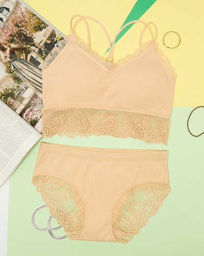 Sada dámského spodního prádla s béžovou krajkou - Spodní prádlo