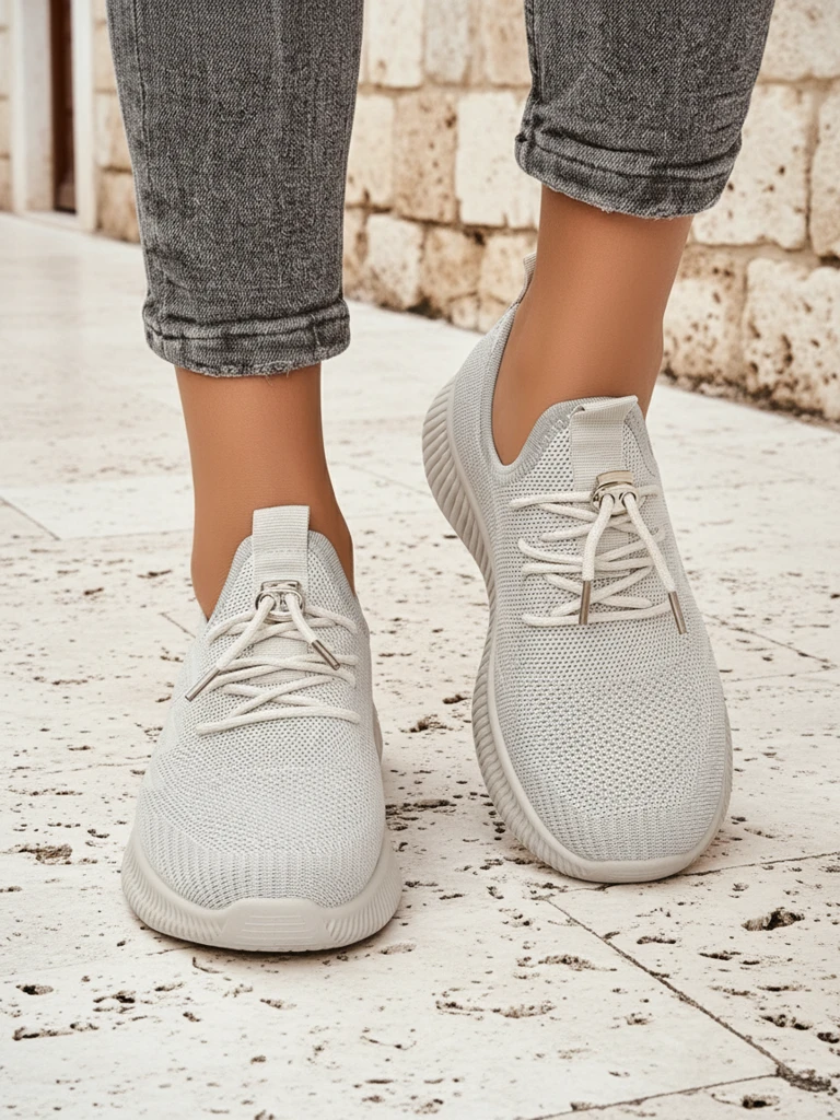 Aurelia Beige Royalfashion – Béžové dámské tenisky tkanina šněrovací