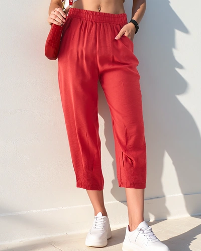 Royalfashion Rovné dámské kalhoty z látky 7/8