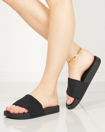 OUTLET Жіночі чорні тапочки з тисненням Galite - Взуття