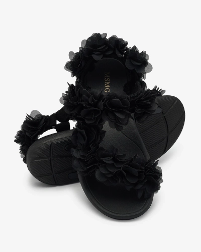 Royalfashion Černé dámské sandály s květinami Alferroy