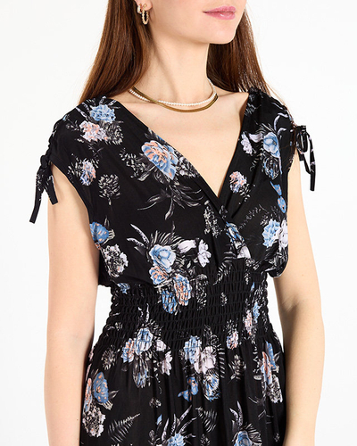 Чорне жіноче плаття максі з квітами - Одяг