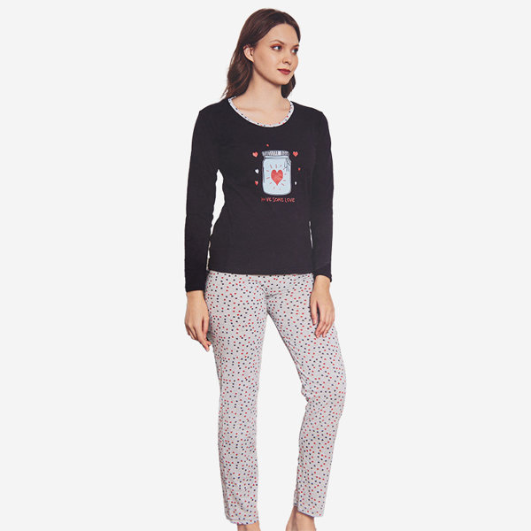 Námořnická modrá a šedá vánoční 2dílné pyžamo s potiskem - Oblečení