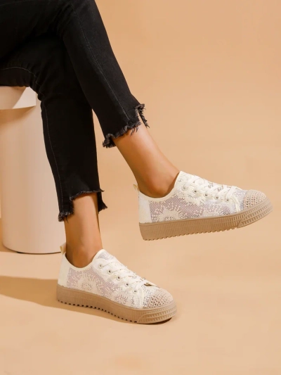 Royalfashion dámské krajkové tenisky se třpytkami Nille