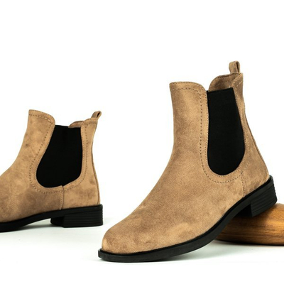 Beżowe botki eko-zamszowe Abelia - Obuwie