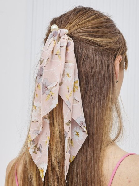 Royalfashion Гумка для волосся зі стрічкою, декорованою маленькими квітами та перлинами Florennea